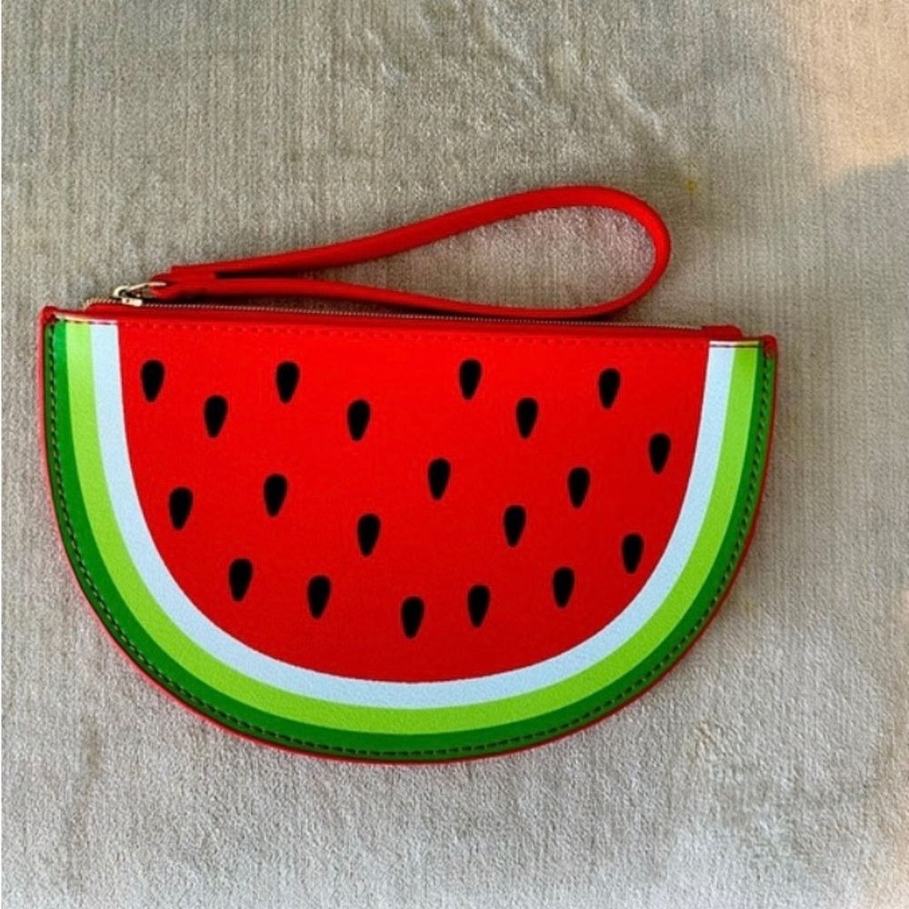 NWOT Cute Watermelon Slice Clutch Wristlet Bag Cute Fruit Vegan Leather Purse